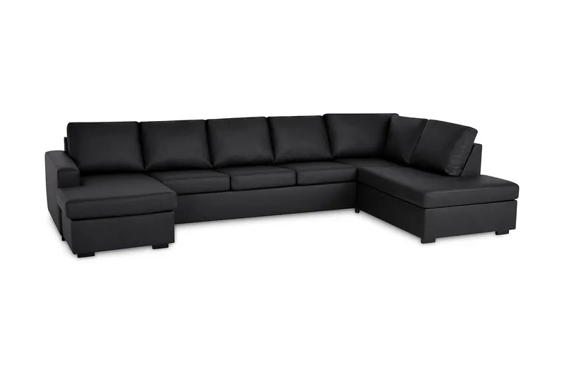 Crazy 5-sits Högervänd U-formad X-Large Soffa med Divan och Schäslong i Konstläder - Svart - Möbler - Vardagsrum - Soffor - Skinnsoffor