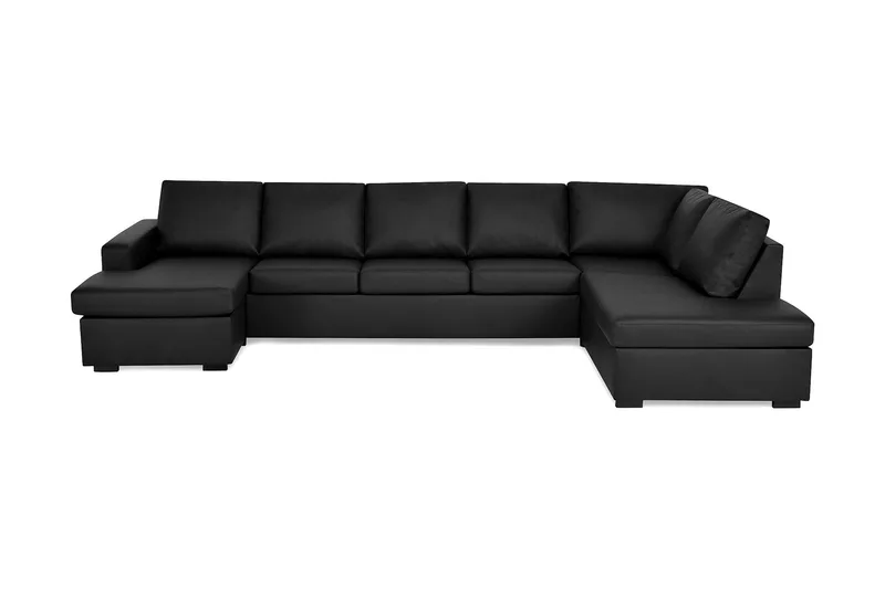 Crazy 5-sits Högervänd U-formad X-Large Soffa med Divan och Schäslong i Konstläder, Svart