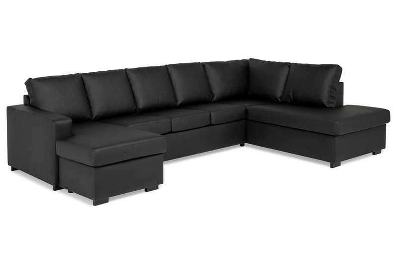 Crazy 5-sits Högervänd U-formad X-Large Soffa med Divan och Schäslong i Konstläder - Svart - Möbler - Vardagsrum - Soffor - Skinnsoffor