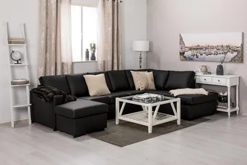 Crazy 5-sits Högervänd U-formad X-Large Soffa med Divan och Schäslong i Konstläder - Svart - Möbler - Vardagsrum - Soffor - Skinnsoffor
