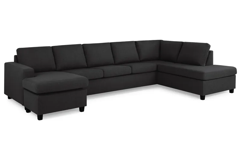Crazy 5-sits Högervänd U-formad X-Large Soffa med Divan och Schäslong i Tyg - Antracit - Möbler - Vardagsrum - Soffor - U-soffor