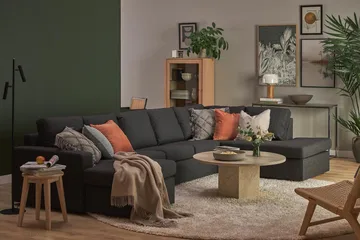 Crazy 5-sits Högervänd U-formad X-Large Soffa med Divan och Schäslong i Tyg - Antracit - Möbler - Vardagsrum - Soffor - U-soffor