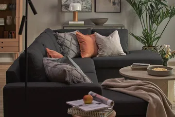 Crazy 5-sits Högervänd U-formad X-Large Soffa med Divan och Schäslong i Tyg - Antracit - Möbler - Vardagsrum - Soffor - U-soffor