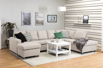 Crazy 5-sits Högervänd U-formad X-Large Soffa med Divan och Schäslong i Tyg - Beige - Möbler - Vardagsrum - Soffor - U-soffor