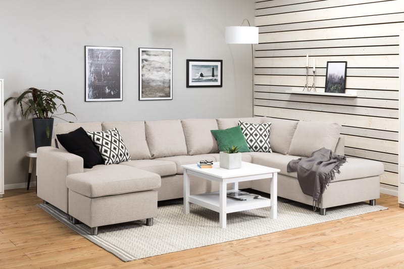 Crazy 5-sits Högervänd U-formad X-Large Soffa med Divan och Schäslong i Tyg - Beige - Möbler - Vardagsrum - Soffor - U-soffor