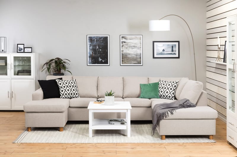Crazy 5-sits Högervänd U-formad X-Large Soffa med Divan och Schäslong i Tyg - Beige - Möbler - Vardagsrum - Soffor - U-soffor