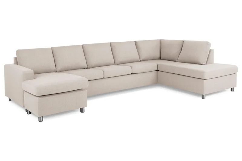 Crazy 5-sits Högervänd U-formad X-Large Soffa med Divan och Schäslong i Tyg - Beige - Möbler - Vardagsrum - Soffor - U-soffor