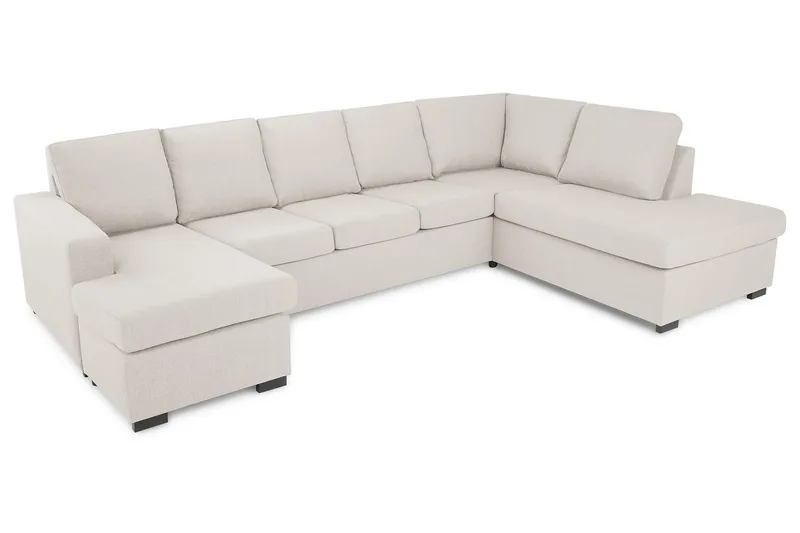 Crazy 5-sits Högervänd U-formad X-Large Soffa med Divan och Schäslong i Tyg - Beige - Möbler - Vardagsrum - Soffor - U-soffor