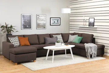 Crazy 5-sits Högervänd U-formad X-Large Soffa med Divan och Schäslong i Tyg - Brun - Möbler - Vardagsrum - Soffor - U-soffor