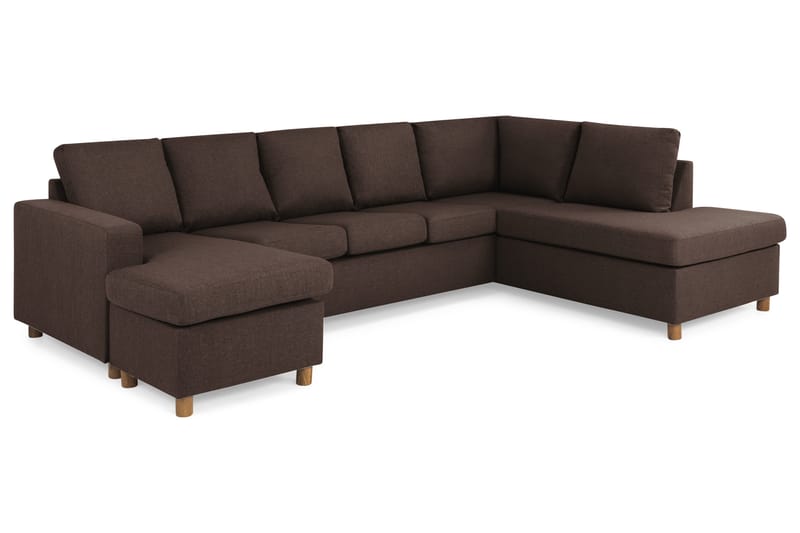 Crazy 5-sits Högervänd U-formad X-Large Soffa med Divan och Schäslong i Tyg - Brun - Möbler - Vardagsrum - Soffor - U-soffor