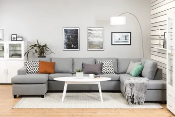 Crazy 5-sits Högervänd U-formad X-Large Soffa med Divan och Schäslong i Tyg - Grå - Möbler - Vardagsrum - Soffor - U-soffor