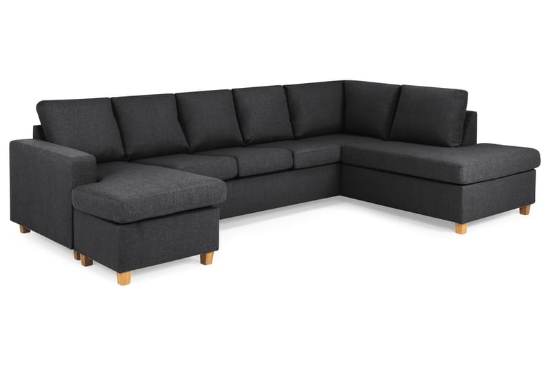 Crazy 5-sits Högervänd U-formad X-Large Soffa med Divan och Schäslong i Tyg - Mörkgrå - Möbler - Vardagsrum - Soffor - U-soffor