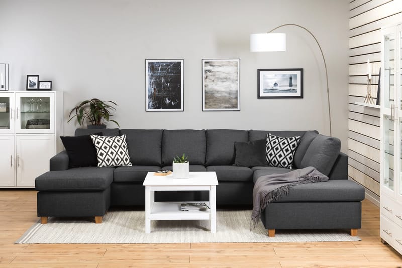 Crazy 5-sits Högervänd U-formad X-Large Soffa med Divan och Schäslong i Tyg - Mörkgrå - Möbler - Vardagsrum - Soffor - U-soffor