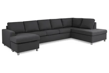Crazy 5-sits Högervänd U-formad X-Large Soffa med Divan och Schäslong i Tyg - Mörkgrå - Möbler - Vardagsrum - Soffor - U-soffor