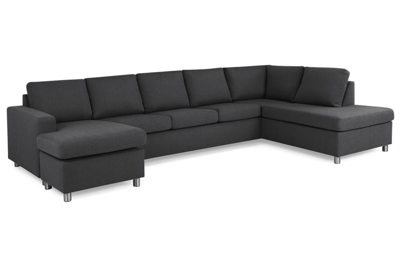 Crazy 5-sits Högervänd U-formad X-Large Soffa med Divan och Schäslong i Tyg - Mörkgrå - Möbler - Vardagsrum - Soffor - U-soffor