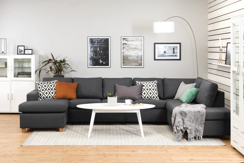 Crazy 5-sits Högervänd U-formad X-Large Soffa med Divan och Schäslong i Tyg - Mörkgrå - Möbler - Vardagsrum - Soffor - U-soffor