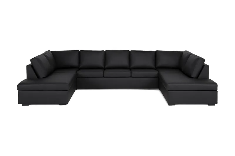 Crazy 5-sits U-formad Soffa med dubbelschäslong i Konstläder - Svart - Möbler - Vardagsrum - Soffor - U-soffor