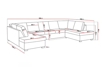Crazy 5-sits U-formad Soffa med dubbelschäslong i Konstläder - Svart - Möbler - Vardagsrum - Soffor - Skinnsoffor