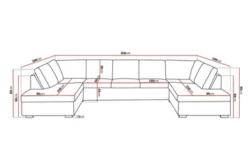 Crazy 5-sits U-formad Soffa med dubbelschäslong i Konstläder - Svart - Möbler - Vardagsrum - Soffor - Skinnsoffor