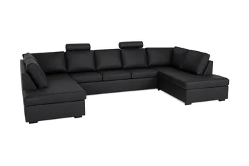 Crazy 5-sits U-formad Soffa med dubbelschäslong i Konstläder - Svart - Möbler - Vardagsrum - Soffor - U-soffor