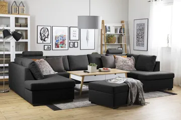 Crazy 5-sits U-formad Soffa med dubbelschäslong i Tyg - Antracit - Möbler - Vardagsrum - Soffor - U-soffor