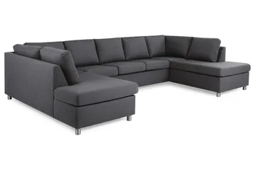 Crazy 5-sits U-formad Soffa med dubbelschäslong i Tyg - Mörkgrå - Möbler - Vardagsrum - Soffor - U-soffor