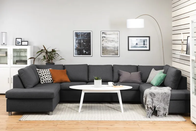 Crazy 5-sits U-formad Soffa med dubbelschäslong i Tyg - Mörkgrå - Möbler - Vardagsrum - Soffor - U-soffor