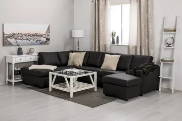 Crazy 5-sits Vänstervänd U-formad Soffa med Divan och Schäslong i Konstläder - Svart - Möbler - Vardagsrum - Soffor - Skinnsoffor