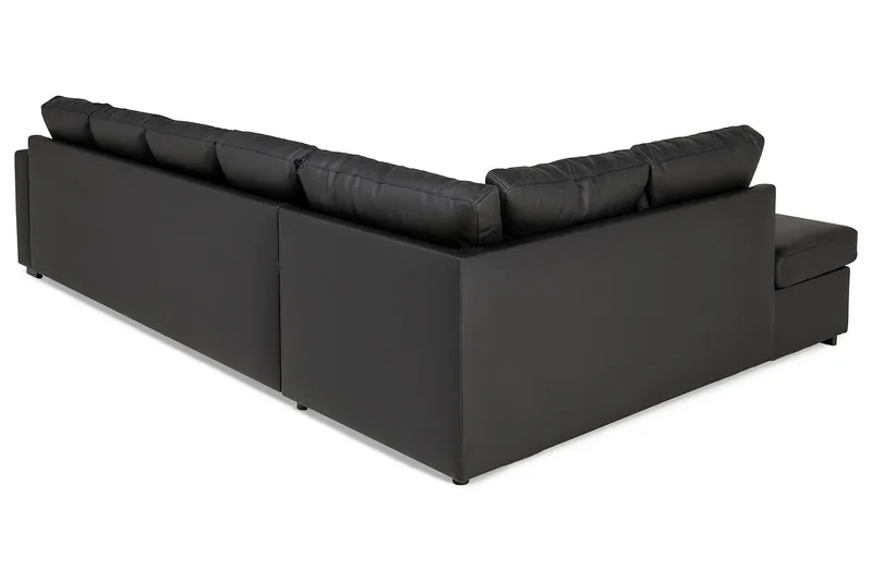 Crazy 5-sits Vänstervänd U-formad Soffa med Divan och Schäslong i Konstläder - Svart - Möbler - Vardagsrum - Soffor - Skinnsoffor