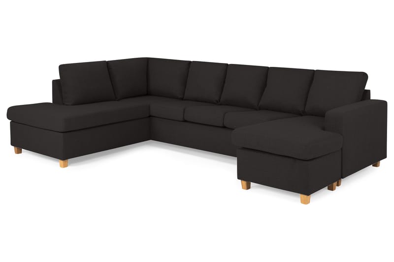 Crazy 5-sits Vänstervänd U-formad Soffa med Divan och Schäslong i Tyg - Antracit - Möbler - Vardagsrum - Soffor - U-soffor