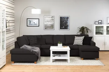 Crazy 5-sits Vänstervänd U-formad Soffa med Divan och Schäslong i Tyg - Antracit - Möbler - Vardagsrum - Soffor - U-soffor