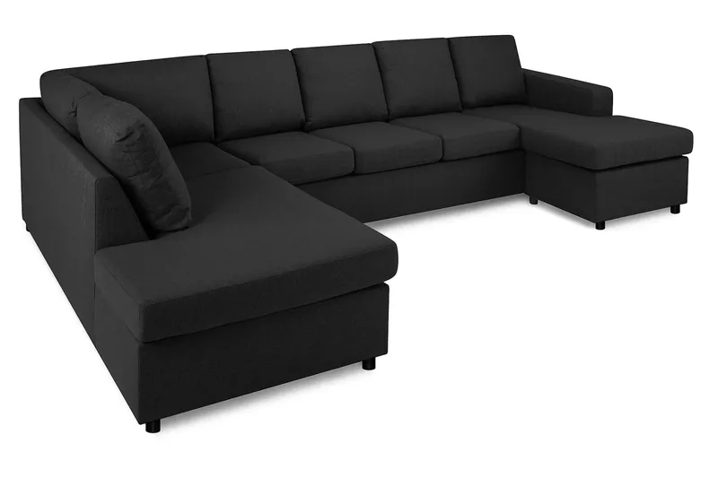 Crazy 5-sits Vänstervänd U-formad Soffa med Divan och Schäslong i Tyg - Antracit - Möbler - Vardagsrum - Soffor - U-soffor