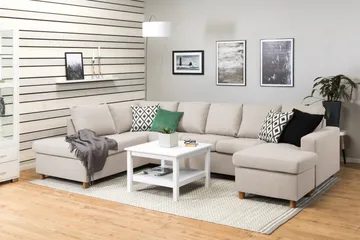Crazy 5-sits Vänstervänd U-formad Soffa med Divan och Schäslong i Tyg - Beige - Möbler - Vardagsrum - Soffor - U-soffor