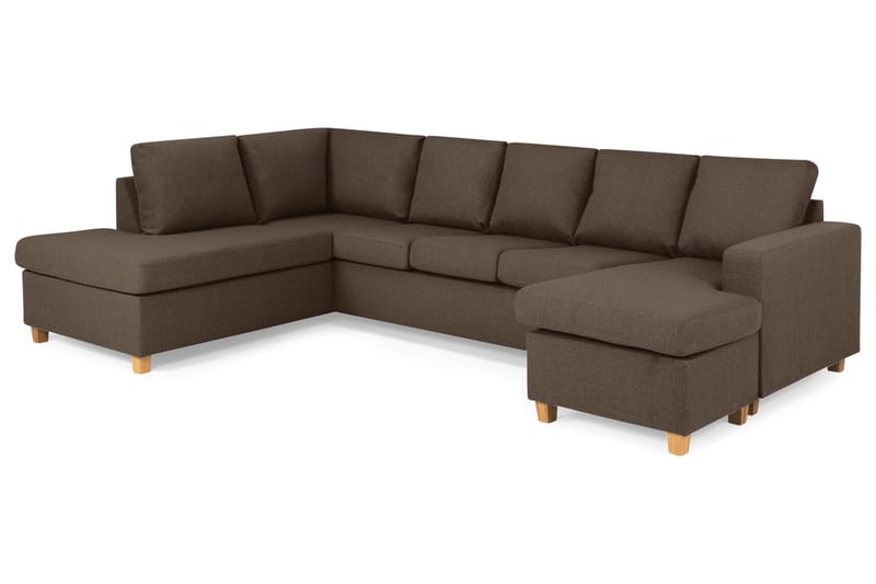 Crazy 5-sits Vänstervänd U-formad Soffa med Divan och Schäslong i Tyg - Brun - Möbler - Vardagsrum - Soffor - U-soffor
