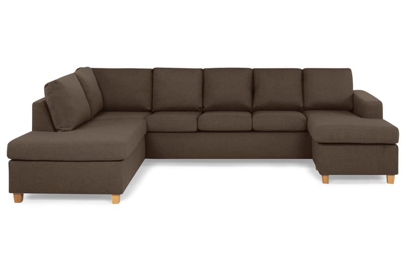 Crazy 5-sits Vänstervänd U-formad Soffa med Divan och Schäslong i Tyg, Brun