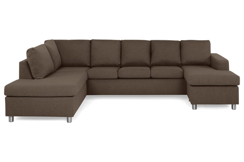 Crazy 5-sits Vänstervänd U-formad Soffa med Divan och Schäslong i Tyg, Brun