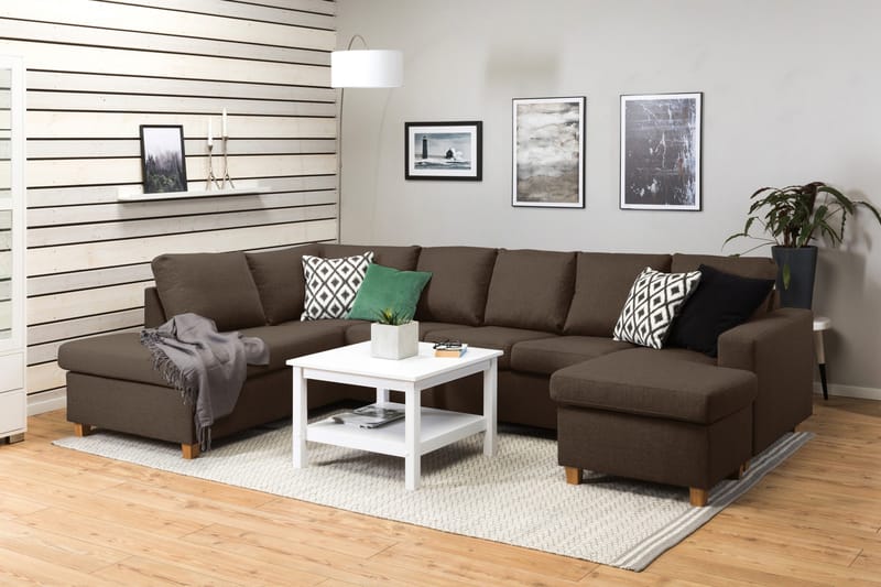 Crazy 5-sits Vänstervänd U-formad Soffa med Divan och Schäslong i Tyg - Brun - Möbler - Vardagsrum - Soffor - U-soffor