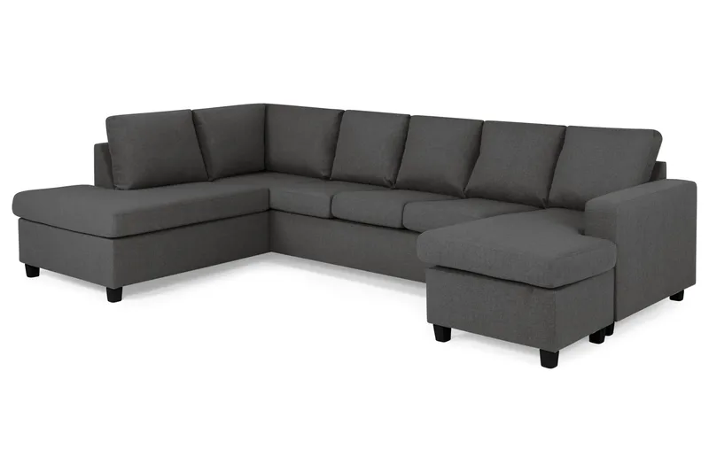 Crazy 5-sits Vänstervänd U-formad Soffa med Divan och Schäslong i Tyg - Mörkgrå - Möbler - Vardagsrum - Soffor - U-soffor