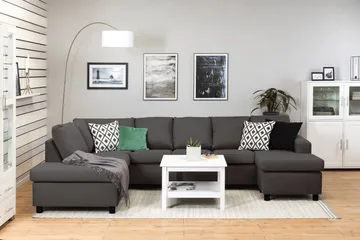 Crazy 5-sits Vänstervänd U-formad Soffa med Divan och Schäslong i Tyg - Mörkgrå - Möbler - Vardagsrum - Soffor - U-soffor