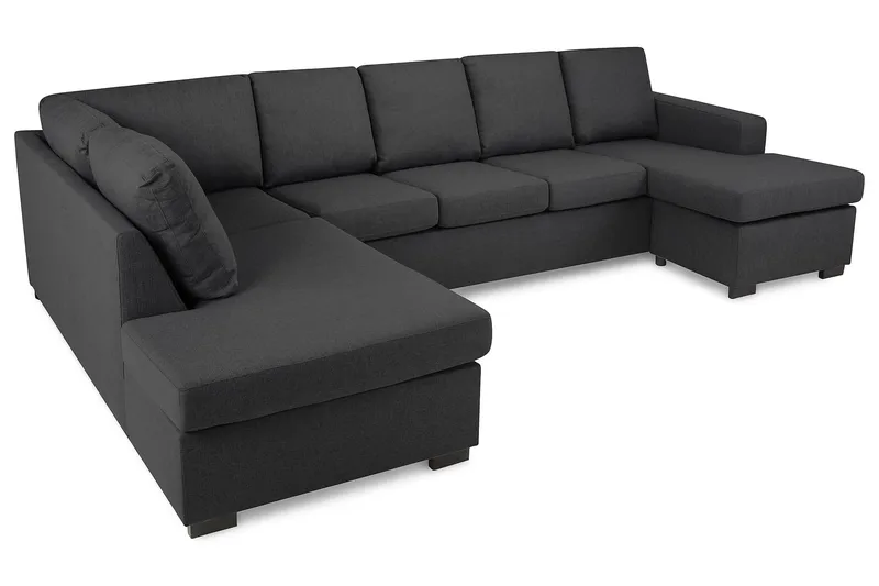 Crazy 5-sits Vänstervänd U-formad Soffa med Divan och Schäslong i Tyg - Mörkgrå - Möbler - Vardagsrum - Soffor - U-soffor