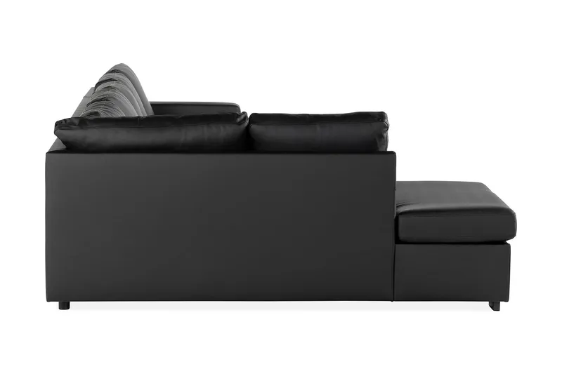 Crazy 5-sits Vänstervänd U-formad X-Large Soffa med Divan och Schäslong i Konstläder - Svart - Möbler - Vardagsrum - Soffor - Skinnsoffor