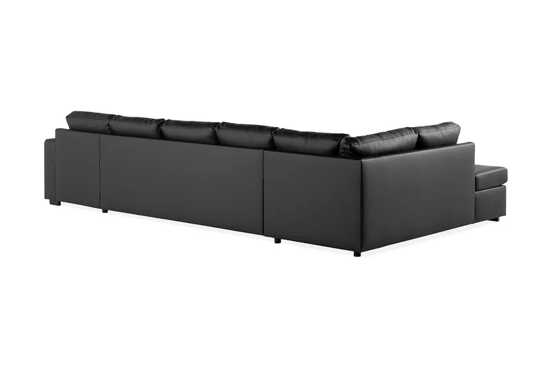 Crazy 5-sits Vänstervänd U-formad X-Large Soffa med Divan och Schäslong i Konstläder - Svart - Möbler - Vardagsrum - Soffor - Skinnsoffor