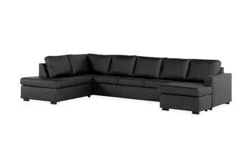 Crazy 5-sits Vänstervänd U-formad X-Large Soffa med Divan och Schäslong i Konstläder - Svart - Möbler - Vardagsrum - Soffor - Skinnsoffor