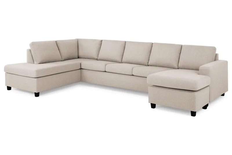 Crazy 5-sits Vänstervänd U-formad X-Large Soffa med Divan och Schäslong i Tyg - Beige - Möbler - Vardagsrum - Soffor - U-soffor