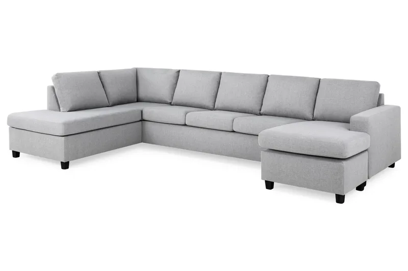 Crazy 5-sits Vänstervänd U-formad X-Large Soffa med Divan och Schäslong i Tyg - Grå - Möbler - Vardagsrum - Soffor - U-soffor