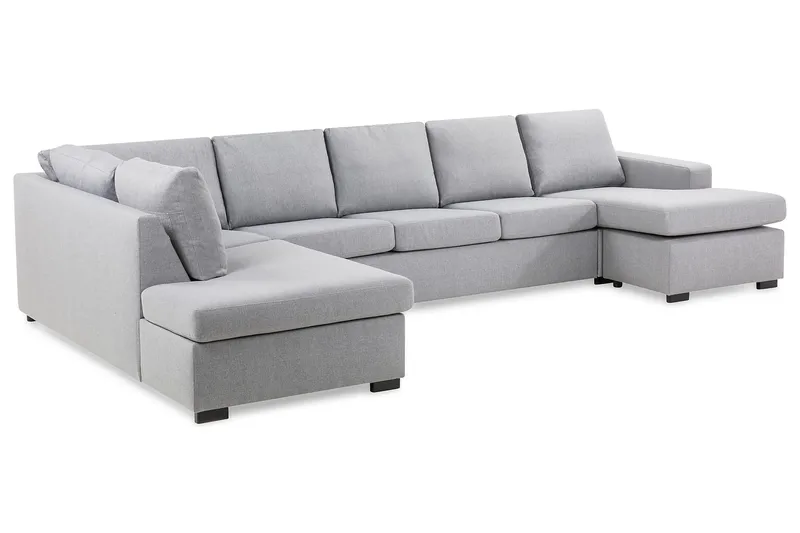 Crazy 5-sits Vänstervänd U-formad X-Large Soffa med Divan och Schäslong i Tyg - Grå - Möbler - Vardagsrum - Soffor - U-soffor