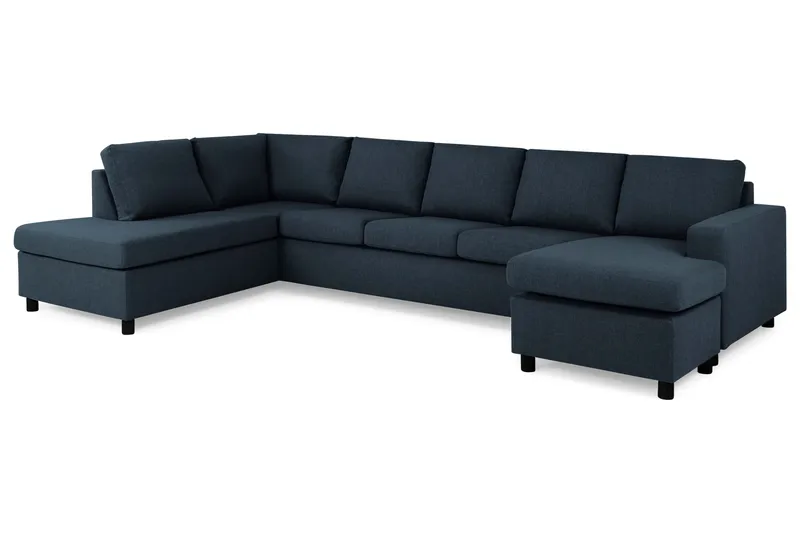 Crazy 5-sits Vänstervänd U-formad X-Large Soffa med Divan och Schäslong i Tyg - Mörkblå - Möbler - Vardagsrum - Soffor - U-soffor