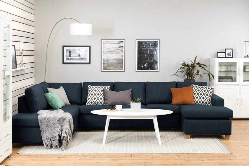 Crazy 5-sits Vänstervänd U-formad X-Large Soffa med Divan och Schäslong i Tyg - Mörkblå - Möbler - Vardagsrum - Soffor - U-soffor