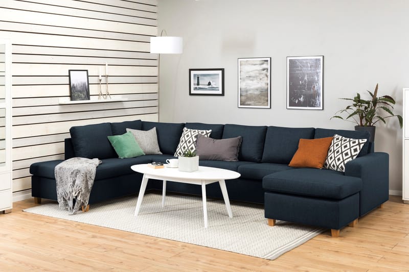 Crazy 5-sits Vänstervänd U-formad X-Large Soffa med Divan och Schäslong i Tyg - Mörkblå - Möbler - Vardagsrum - Soffor - U-soffor