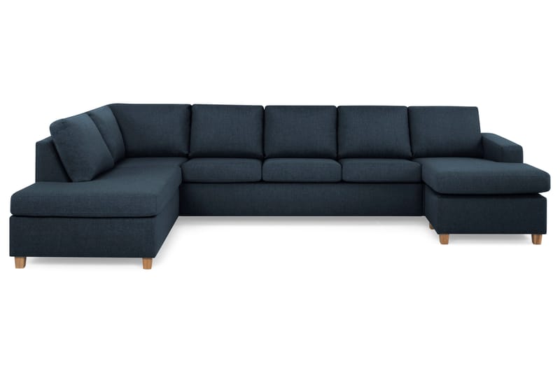 Crazy 5-sits Vänstervänd U-formad X-Large Soffa med Divan och Schäslong i Tyg, Mörkblå